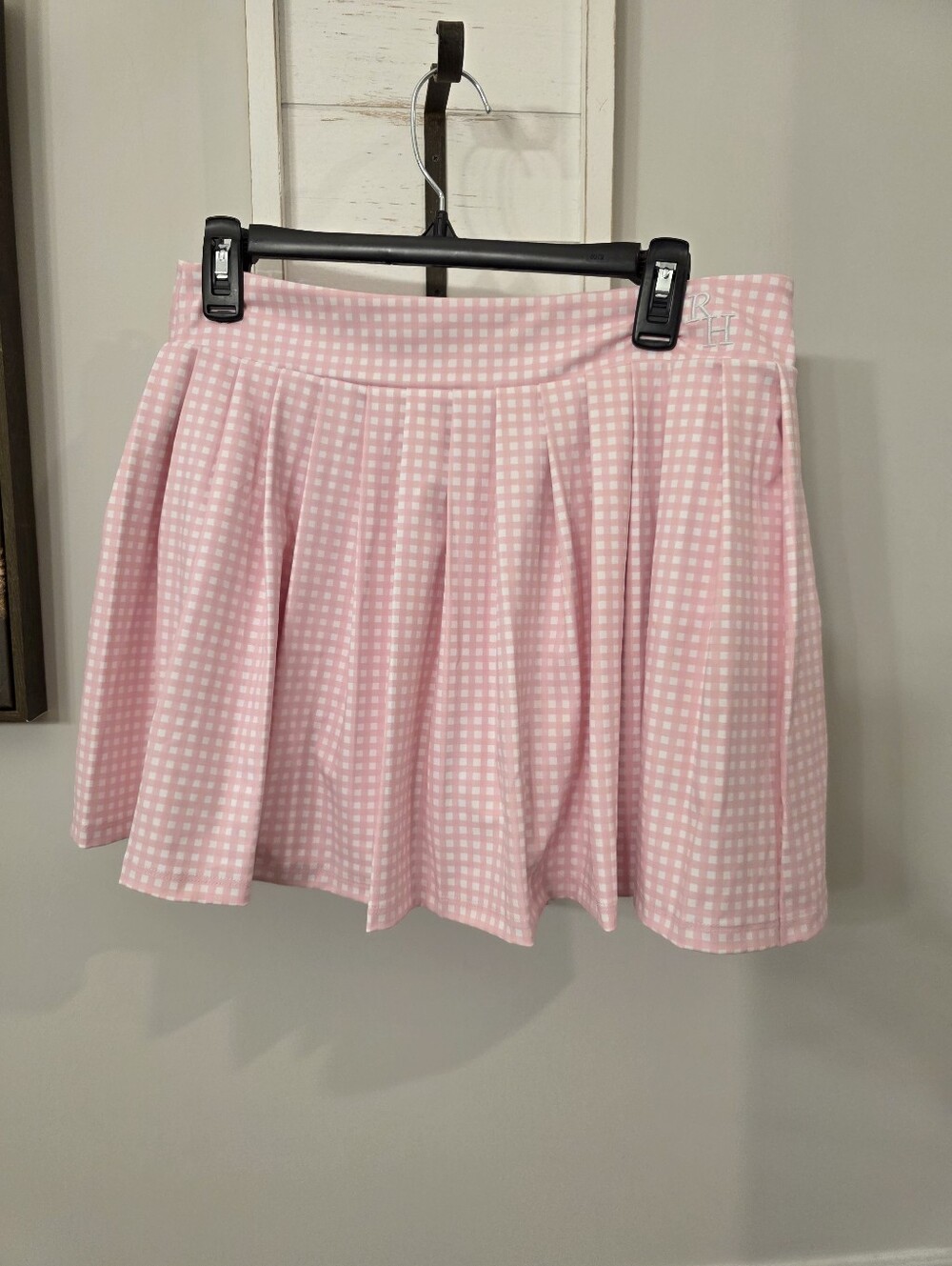 Anthropologie Recreational Habits Pink Gingham Skort Size Large